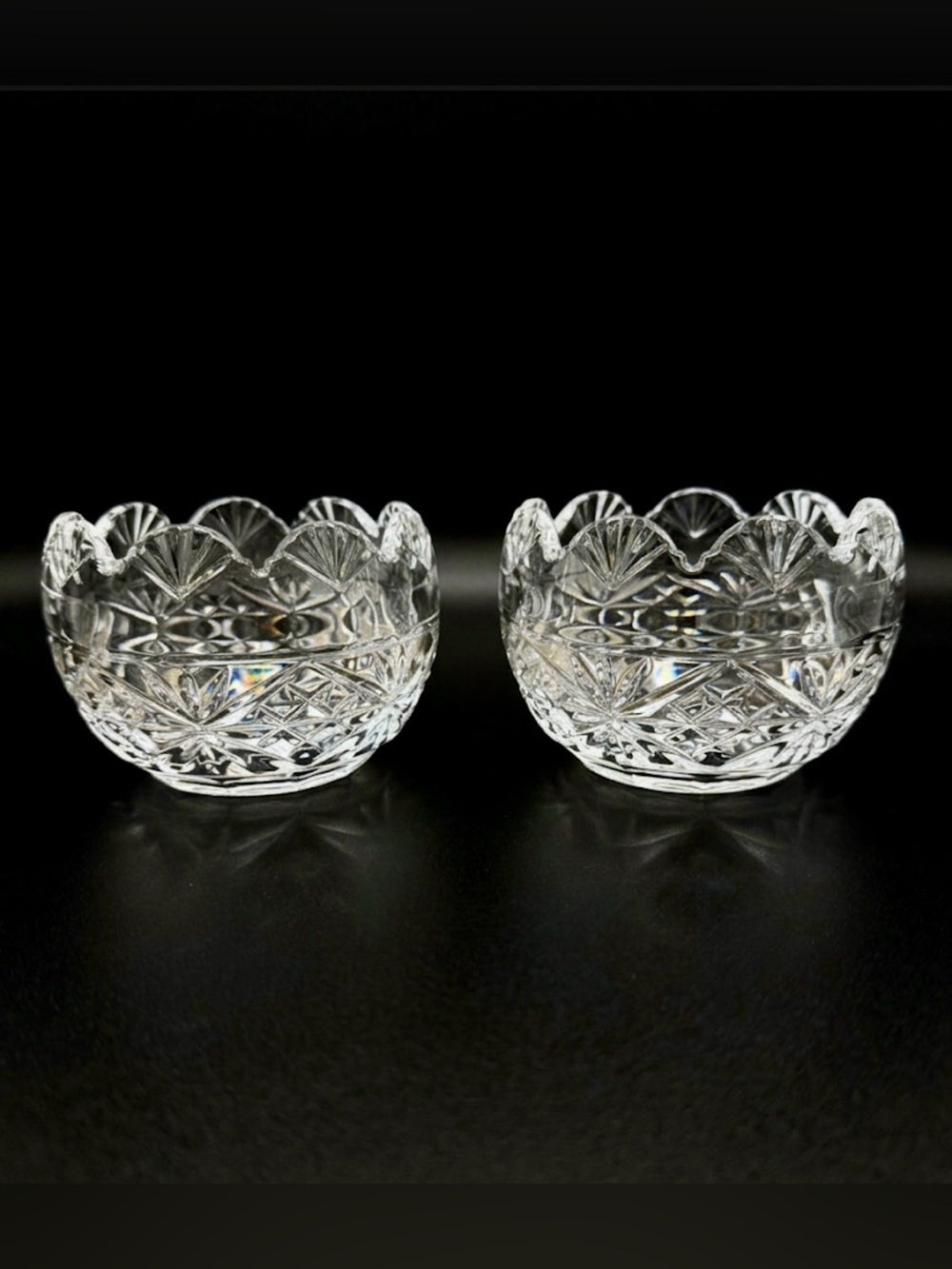 SET of 2 Vintage Marquis by Waterford "Regal" Lead Crystal Scallop Bowls w/Boxes